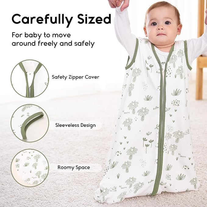 Yoofoss Baby Sleep Sack 12-18 Months 0.5 Tog Wearable Blanket for Baby, 3 Pack 100% Organic Cotton Infant Toddler Sleeping Sack 2-Way Zipper Lightweight Sleep Sack