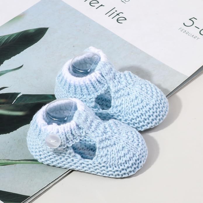 Newborn Baby Boy Girl Knit Booties Soft Sole Non-Slip First Walking Shoes | - Image 3