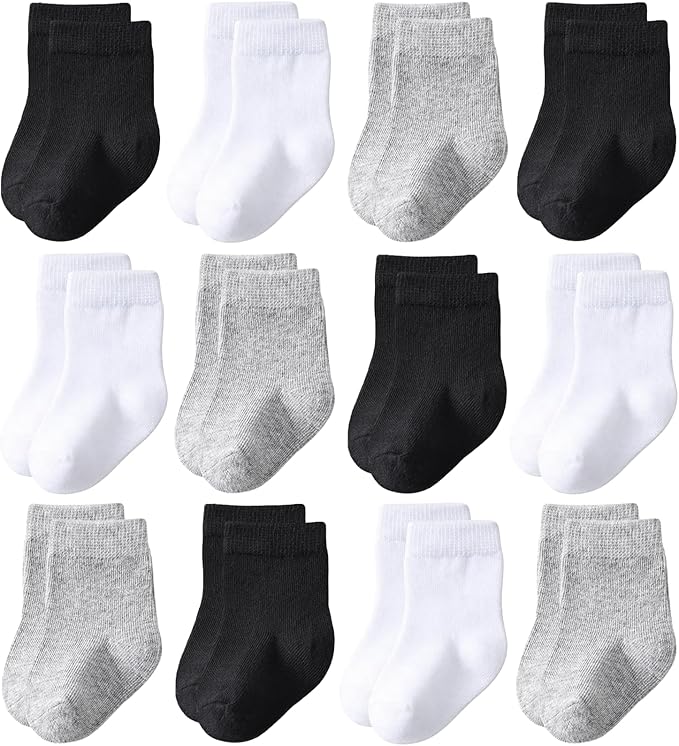 Baby Crew Socks 12-Pack Cotton Newborn Baby Boys Girls Socks 0-3T | Combed by Unknown
