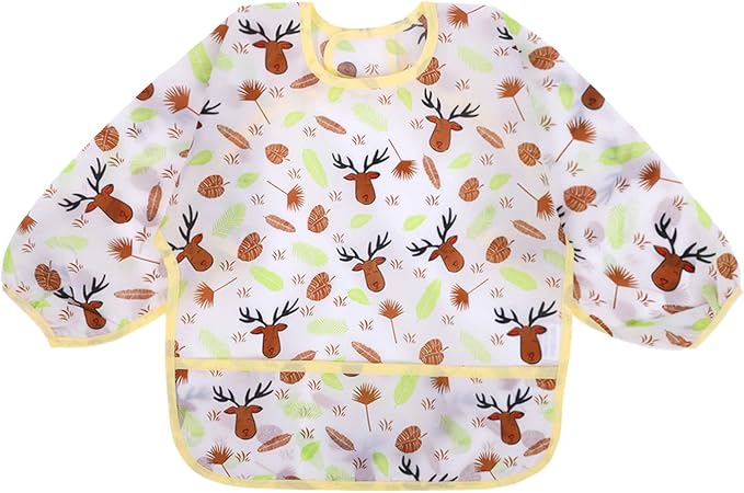 Accmor 4 Pack Long Sleeve Bibs, Baby Smock Waterproof Full Sleeved Bib - Image 9