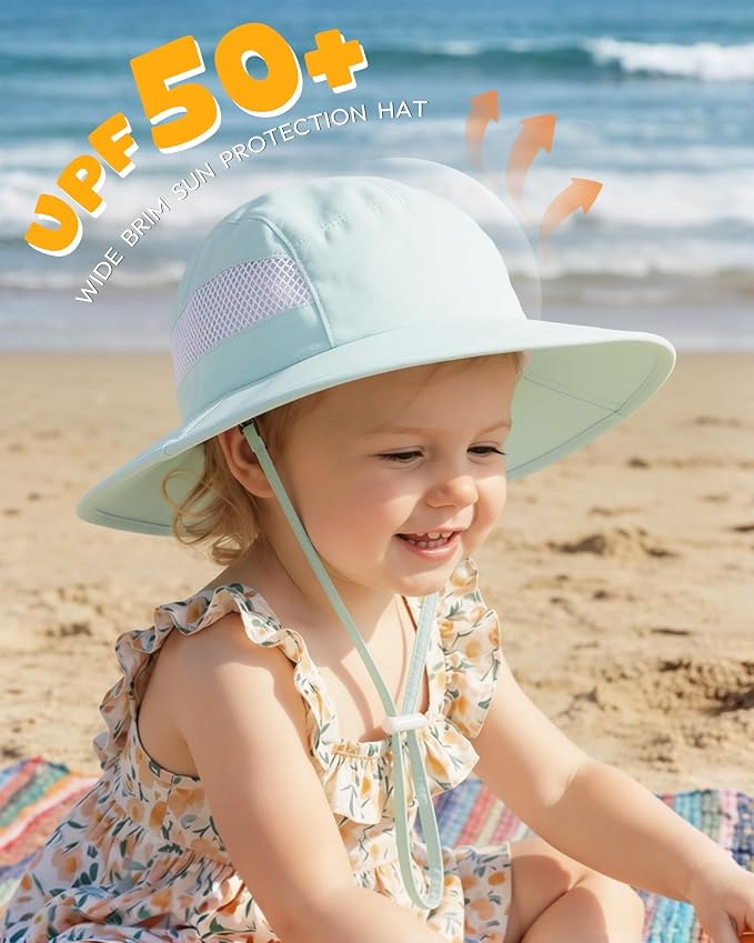 HONGTEYA 2 Pack Baby Sun Hat Infant Toddler Boys Girls Sun Protection Bucket - Image 2
