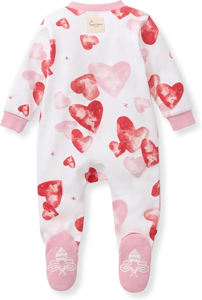 Burt's Bees Baby Girls' Organic Cotton, Sleep and Play Footed Pajamas | Easy - Image 2
