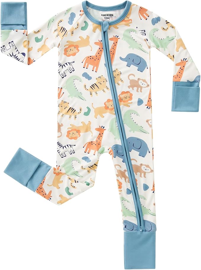 pureborn Baby Sleeper Viscose from Bamboo Zipper Footies Pjs 0-24 Months | by pureborn