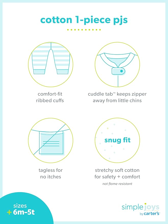 Simple Joys by Carter's Babys' 3 pack Snug Fit Footless Cotton Pajamas - Image 6