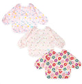 3 Pcs Long Sleeved Bib Set|Baby Waterproof Bibs with Pocket Bundle|Toddler Bib with Sleeves|Stain Resistance Smock 6-24 Month