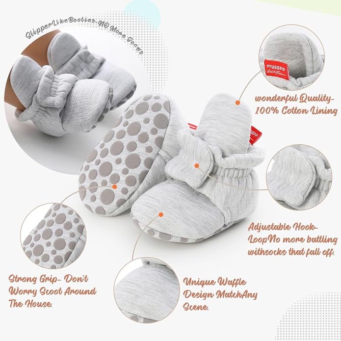 Infant Baby Boys Girls Cozy Fleece Booties Stay on Slippers Non Slip Soft - Image 3
