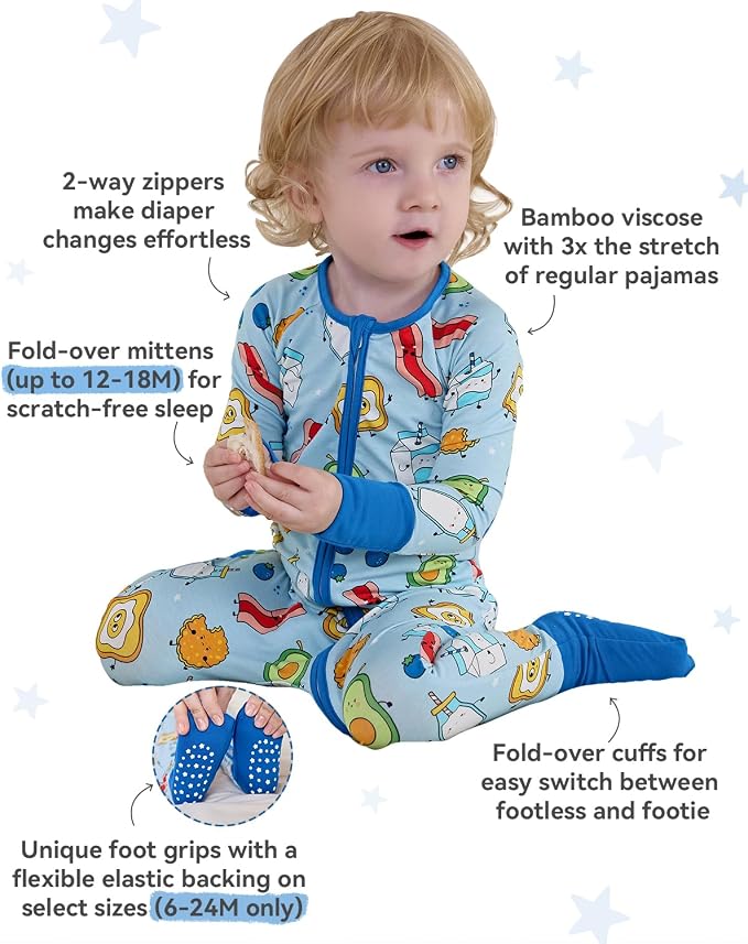 babee Reshinee Bamboo Viscose Baby Footie Pajama, Zipper Sleeper Boys Girls | - Image 2