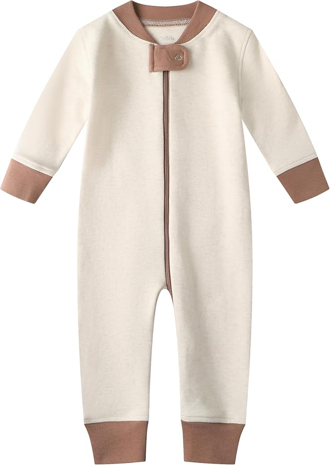Owlivia Organic Cotton Baby Boy Girl Zip up Sleep 'N Play Pjs, Footless, Long Sleeve