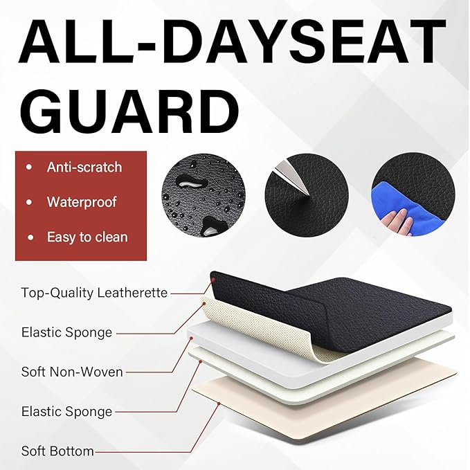 Leather Car Seat Covers Fit for LR Range Rover Sport 2023-2025, 5 Seater Waterproof and Wear-Resistant Seat Cover Interior Accessories(Full Set with Pillow,Black&Red)