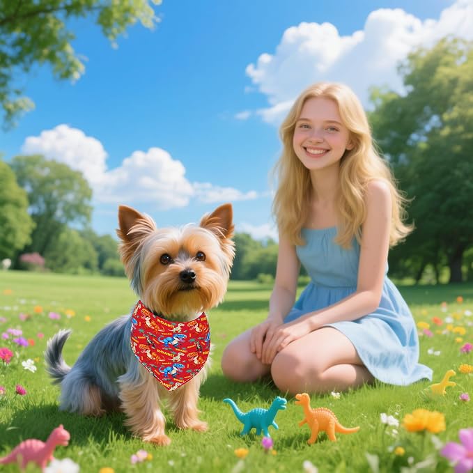 7 PCS Dinosaurs Dog Bandanas for Small Dogs Stitching Edge Dog Bandanas for - Image 5