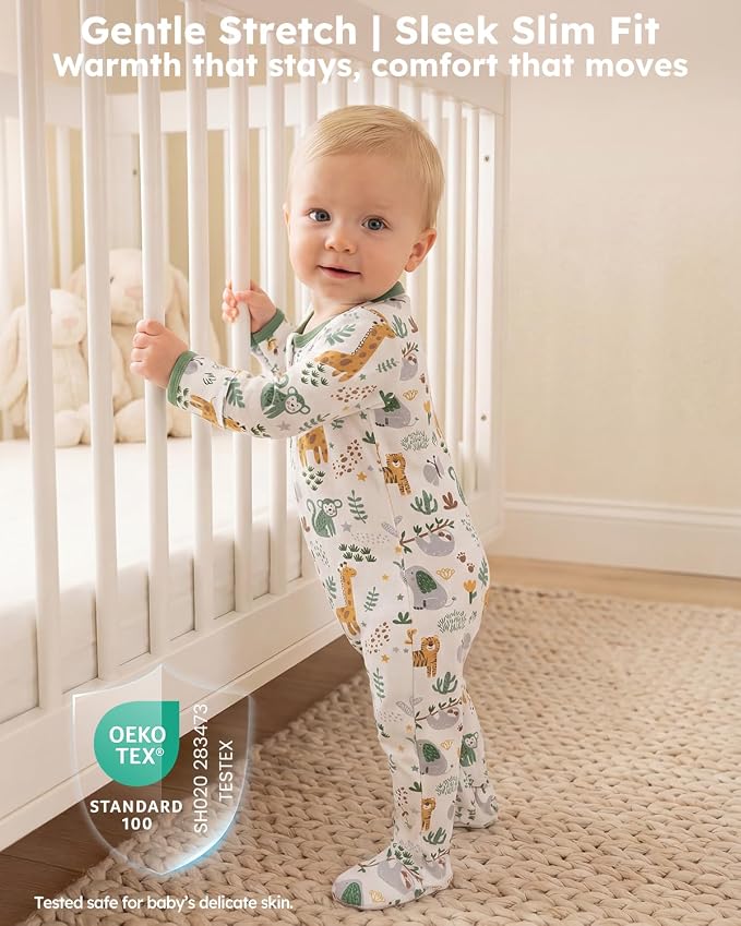 Baby Sleepers 100% Cotton Footie Pajamas, Newborn 0-3 3-6 6-9 Months - Image 6