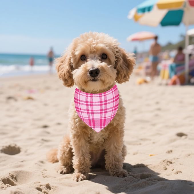 7 PCS Plaid Dog Bandanas for Small Dogs Stitching Edge Dog Bandanas for Puppy - Image 6