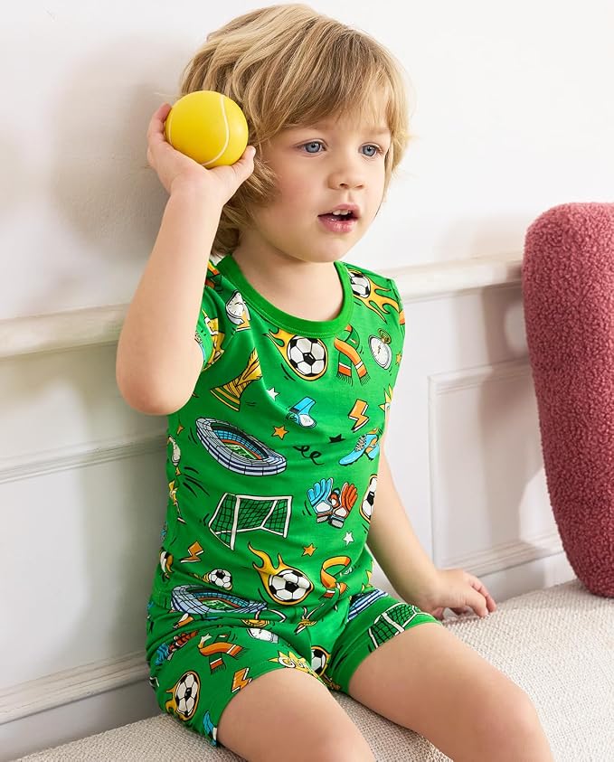 babee Reshinee Bamboo Viscose Toddler Boys Pajamas Set, Short Sleeve Kids - Image 4