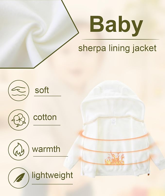 Hikido Baby Girls Boys Warm Adorable Hooded Zip Coat - Image 3