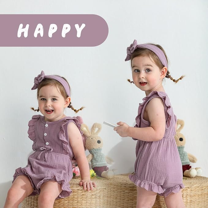 YOUNGER TREE Toddler Baby Girl Ruffled Sleeveless Romper Casual Summer Jumpsuit - Image 4