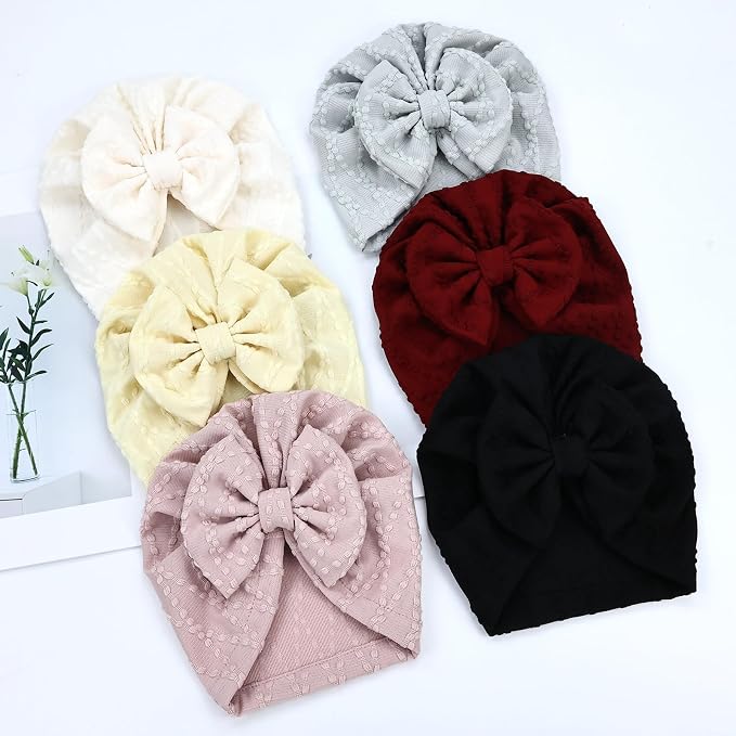 Cinaci 6 Pack Nursery Hospital Caps Bonnets Beanies Headwraps Turban Hats - Image 7