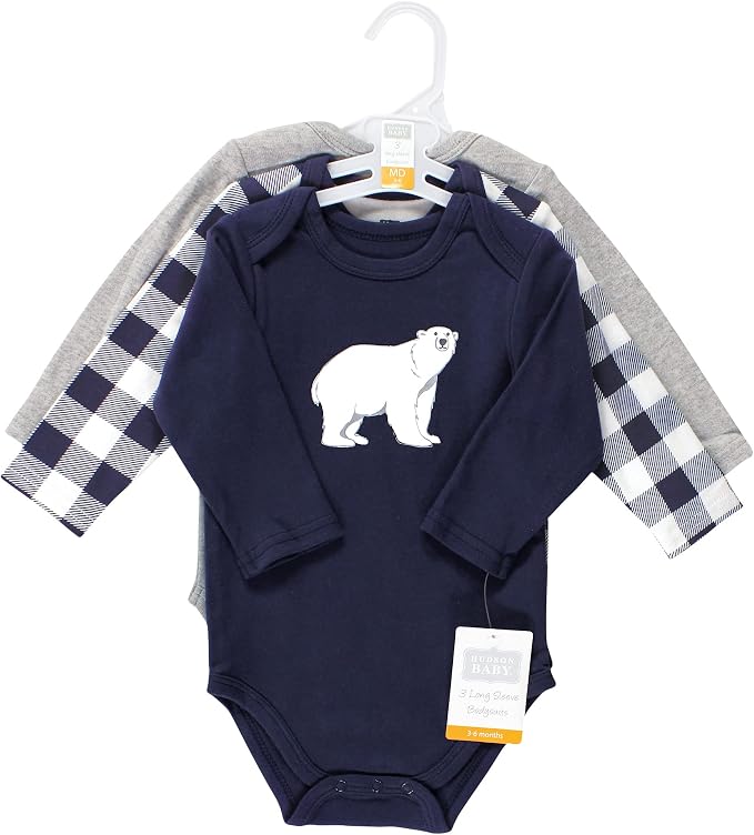 Hudson Baby baby-boys Cotton Long-sleeve Bodysuits 3-pack - Image 2