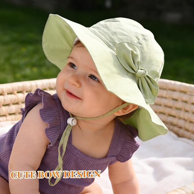 Baby Girl Sun Hat Kids Summer Beach Wide Brim Hats Toddler Bucket Hat - Image 2