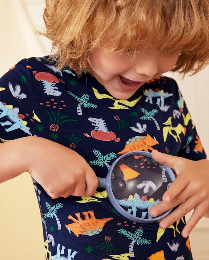 babee Reshinee Bamboo Viscose Toddler Boys Pajamas Set, Short Sleeve Kids - Image 2