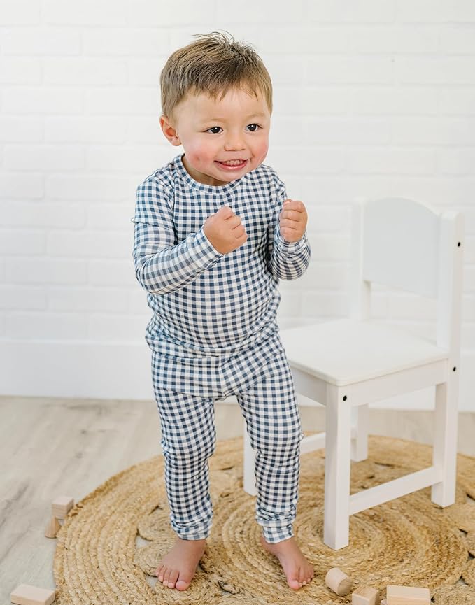 moimoln Cotton Modal Baby Toddler Pajamas Check Solid Leopard 6M-8Y - Image 3