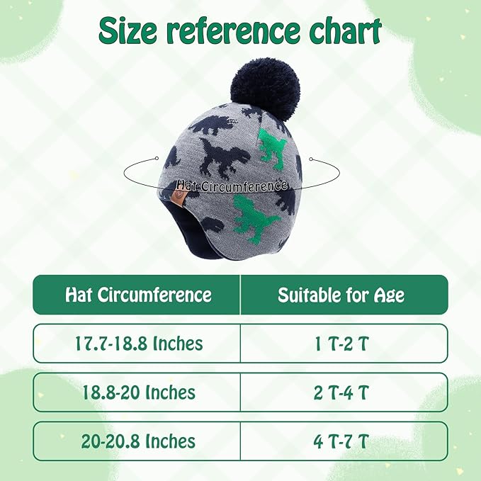 Duoyeree Kids Beanie Hat for Boys Girls Pom-pom Kint Hats Cozy Lining Winter Skull Cap