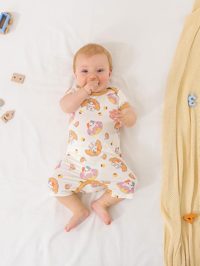 GUISBY Baby Rayon Romper Pajamas, 0-24M | Silky Soft Feel，Snap Closure，Footless - Image 6