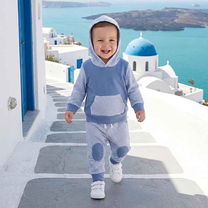 Infant Baby Boy Fall Winter Clothes Outfit Hooded Long Sweatshirt Pant Set - Image 5