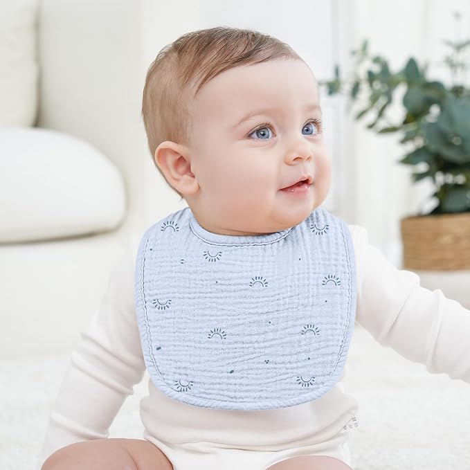 Bearmoss Baby Bibs for Drooling and Teething 100% Cotton Muslin Bibs | 8 - Image 4