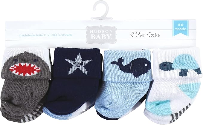Hudson Baby Baby 8-pack Cotton Rich Newborn and Terry Socks - Image 2