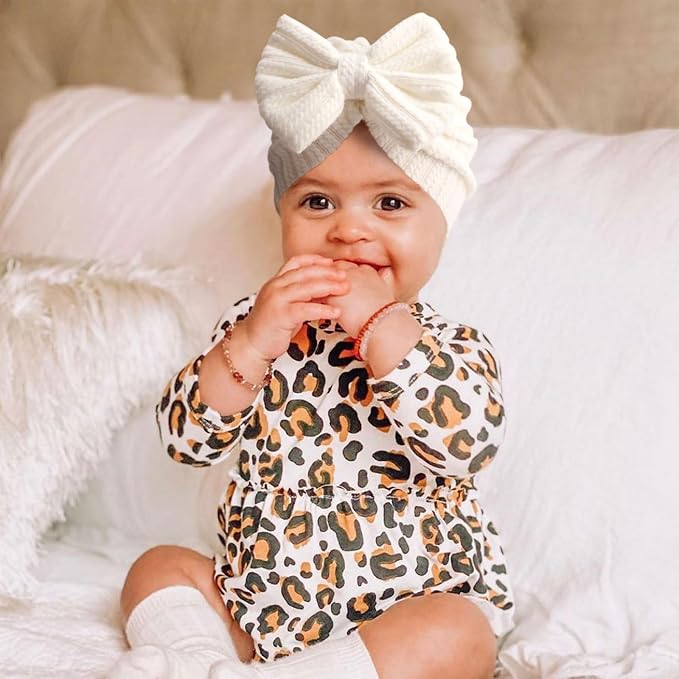 DRESHOW BQUBO 5 Pieces Newborn Baby Turban Hats Bow Baby Infant Beanie - Image 4
