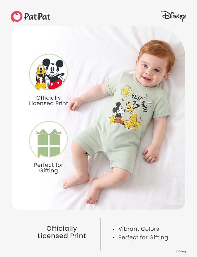 Disney Baby Boy's 2-Piece Romper and Sun Hat Outfit Set Newborn to Infant - Image 3
