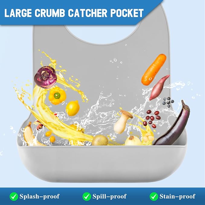【LARGE SIZE】 Silicone Adult Bib, Washable Bib - Image 3