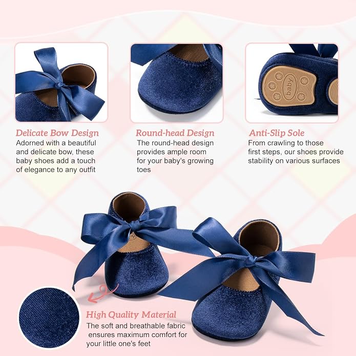 KIDSUN Infant Baby Girls Mary Jane Shoes Non-Slip Rubber Sole Ballet Slippers - Image 4