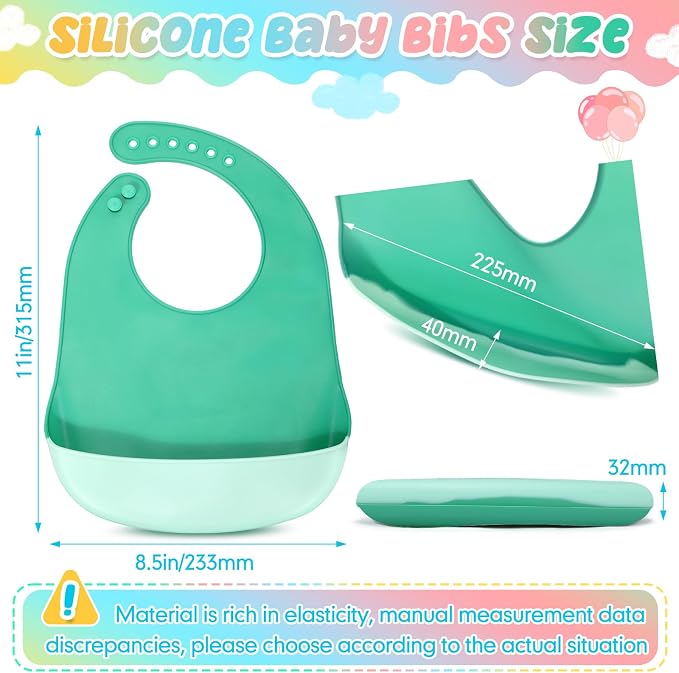 Mepase Silicone Bibs Waterproof Silicone Baby Bibs Soft Adjustable Baby Feeding - Image 2