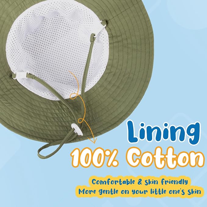 Baby Sun Hat Kids Summer Sun Protection Toddler Bucket Hat Wide Brim Adjustable - Image 2