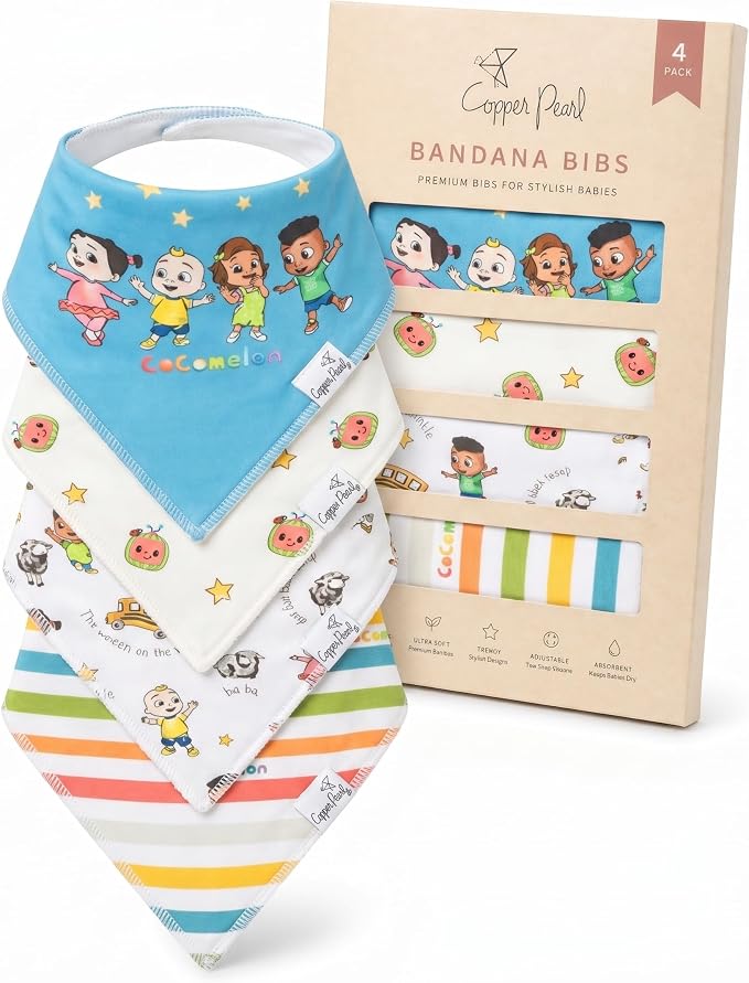 Copper Pearl Baby Bibs 4 Pack & 6 Pack, Bandana Drool Bibs by CopperPearl