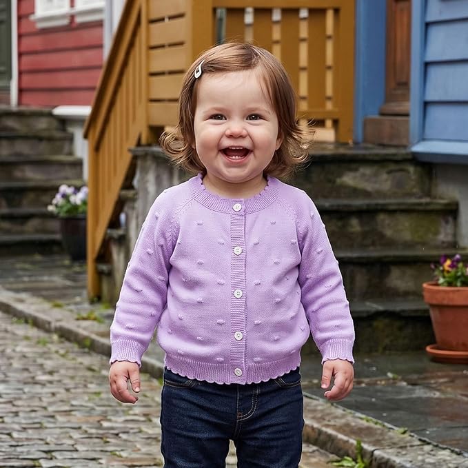 BULINGNA Toddler Baby Girl Cardigan Sweater Long Sleeve Button Down Knit - Image 2