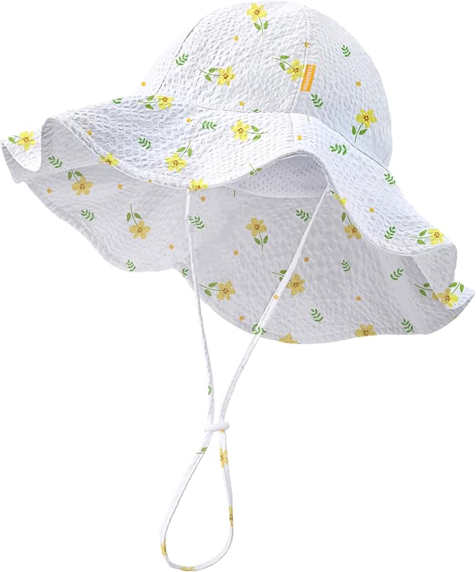 HONGTEYA Baby Sun Hat Wide Brim Adjustable Toddler Beach Bucket Hat | Soft by HONGTEYA