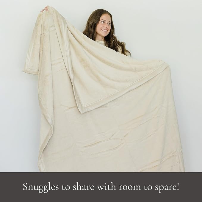 Saranoni Lush Adult Blanket Plush Cozy Soft Ivory XL 60x80 | Oversized luxury - Image 4