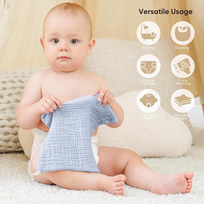 Bearmoss Muslin Burp Cloths 100% Cotton Cloths Baby Burp Cloths Muslin - Image 6