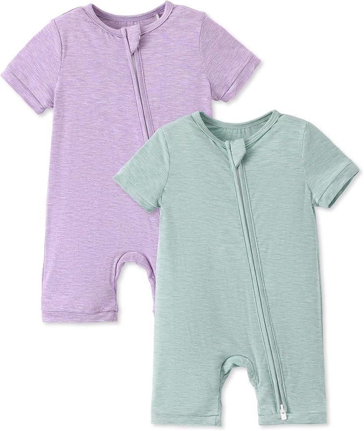 PATPAT Baby Boy and Girl Bamboo Viscose 2-Pack Romper | 2-Way Zipper, Soft and by PATPAT