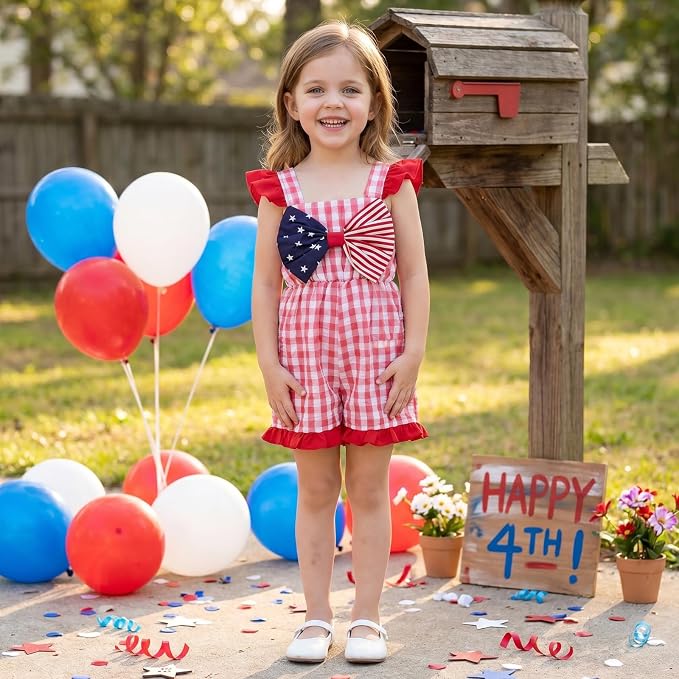 Little Girl Romper Toddler Overalls Summer Bow Jumpsuit Boho Outfit 6M-5T - Image 3