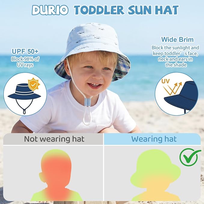 Durio Baby Sun Hat UPF50+ Wide Brim Bucket Hats - Image 2