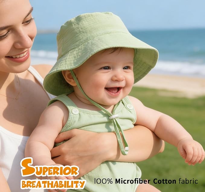 Baby Sun Hat Infant Toddler Summer Cotton Yarn Bucket Hat - Image 4