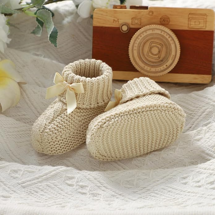Baby Booties Newborn 100% Cotton Cozy Knit First Shoes | Soft Cute Shower Gift - Image 4