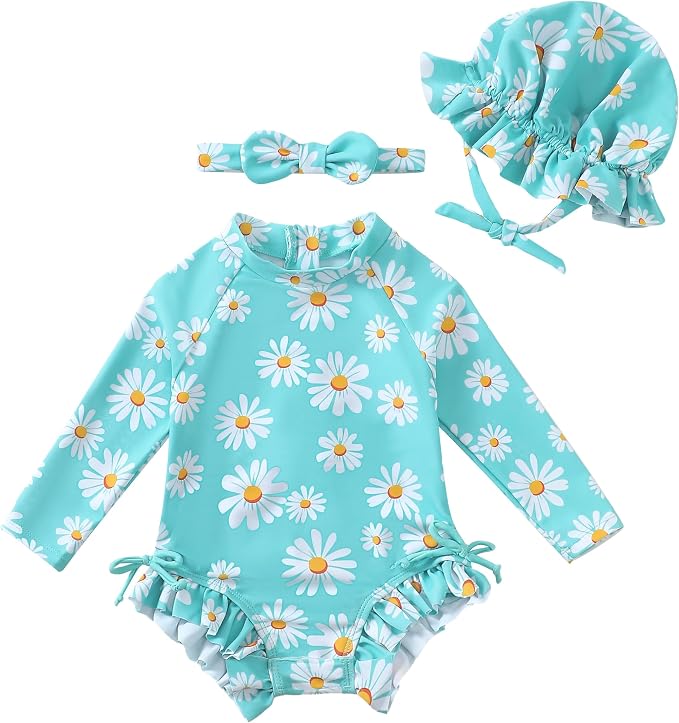 Renotemy Baby Swimsuit Girls One-Piece Swimwear Baby Beach Essentials 3M-3T by Renotemy