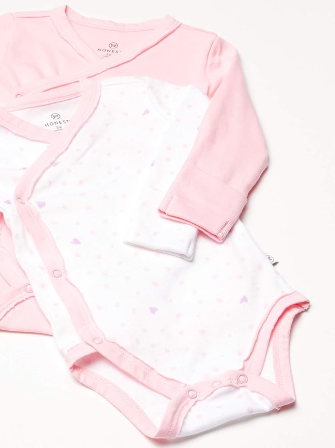 HonestBaby Baby 3-pack Long Sleeve Side-snap Kimono Bodysuits Organic Cotton - Image 2