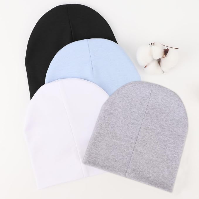 DRESHOW BQUBO 4 Pieces Baby Beanie Newborn Toddler Soft Cute Knit Hat Hospital - Image 6