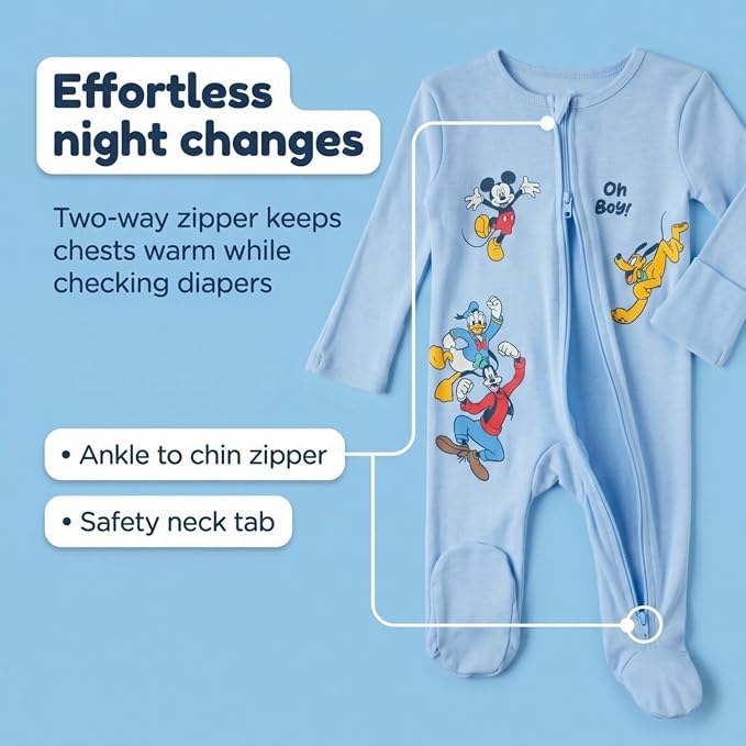 Disney Baby Boys' 2-Pack Footed One-Piece Sleep N' Play Newborn to Infant - Image 7