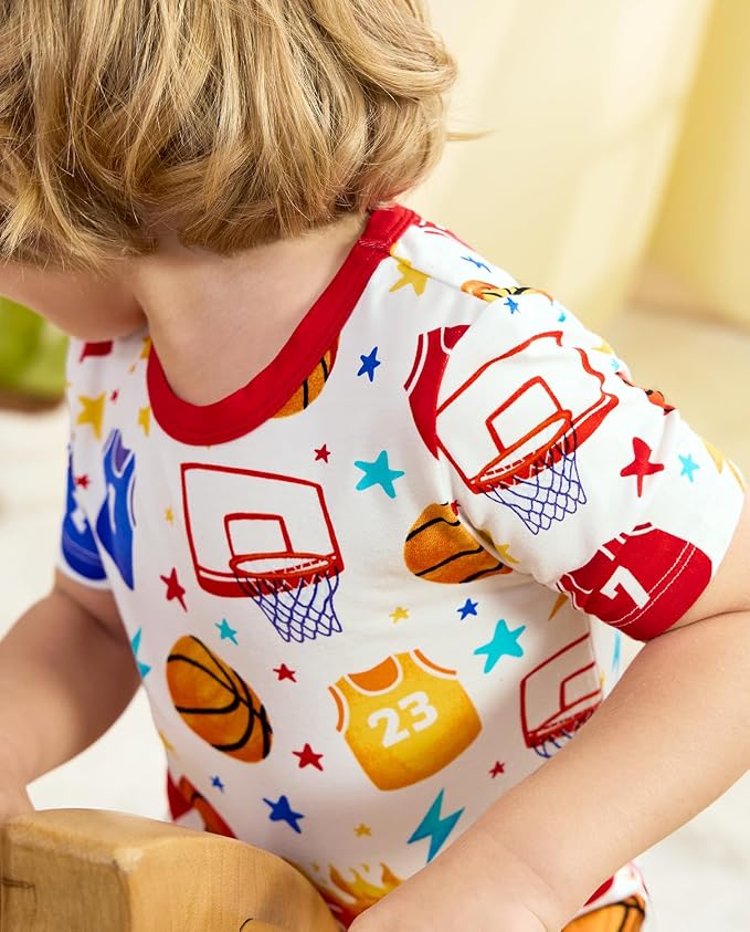 babee Reshinee Bamboo Viscose Toddler Boys Pajamas Set, Short Sleeve Kids - Image 4